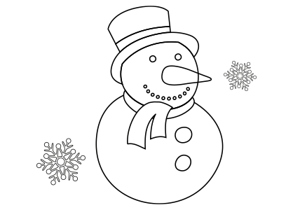 Dibujo de Navidad para colorear un muñeco de nieve