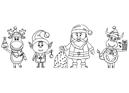 Dibujo de personajes de Navidad para colorear