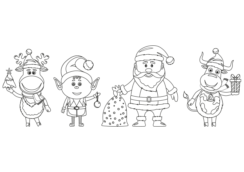 Dibujo de personajes de Navidad para colorear