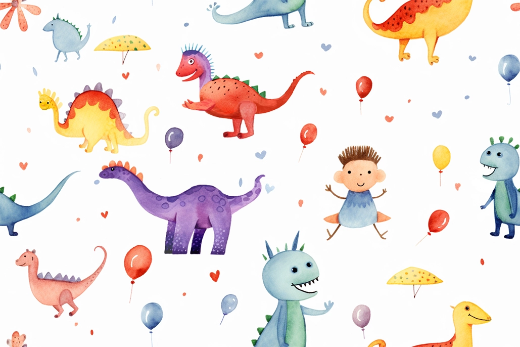 Dibujo para decorar habitación infantil con dinosaurios
