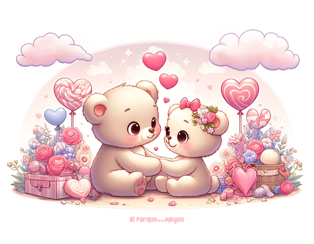 Ilustración de 2 tiernos osos amorosos para descargar