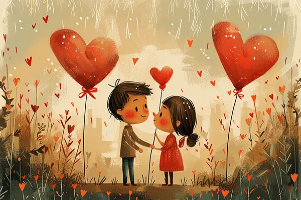 Ilustración de libro para niños del día de San Valentín
