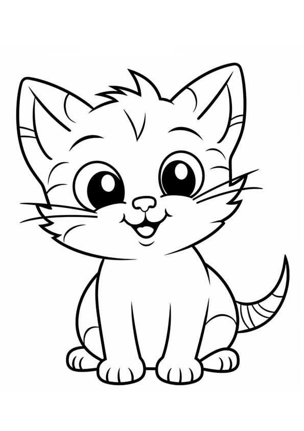 Imagen de un dibujo de un gatito contento