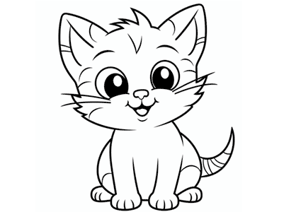 Dibujo de un gatito contento