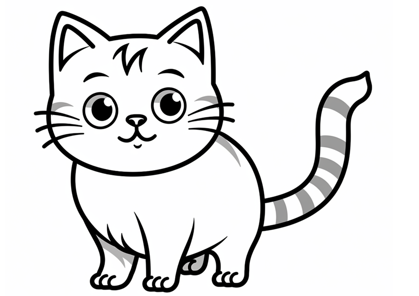 Dibujo de un gatito simpático que está un poco gordo