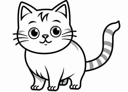 Dibujo de un gatito simpatico y un poco gordo