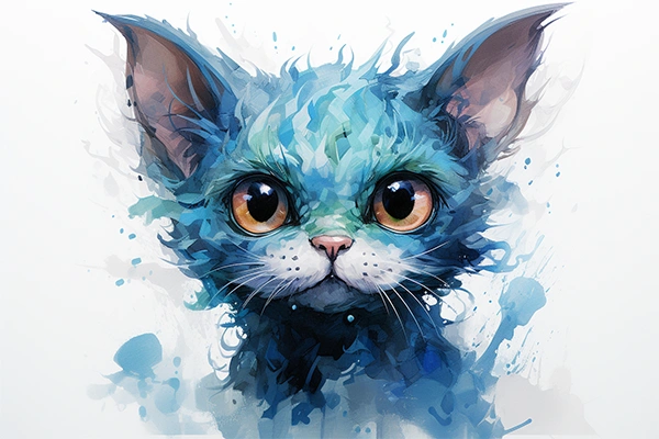 Imagen para descargar de un dibujo de un gato azul