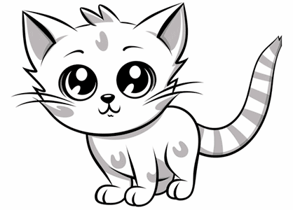 Dibujo de un lindo gatito