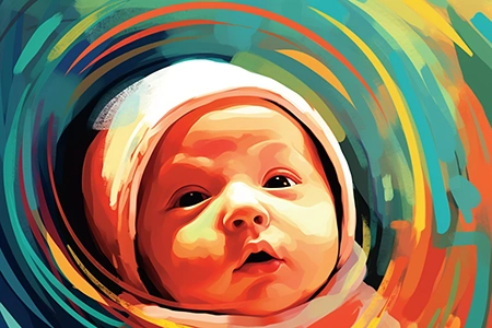Dibujo de un bebé recien nacido en colores vivos