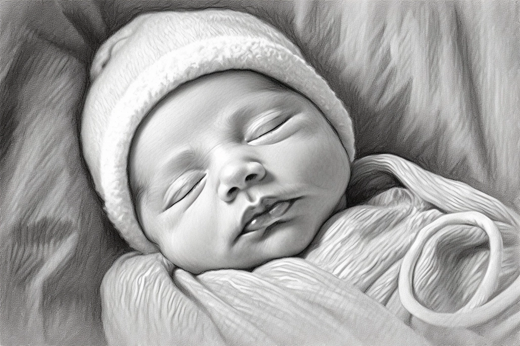 Dibujo para colorear de un bebé recién nacido que está dormido