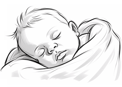 Dibujo para colorear de un bebé dormido