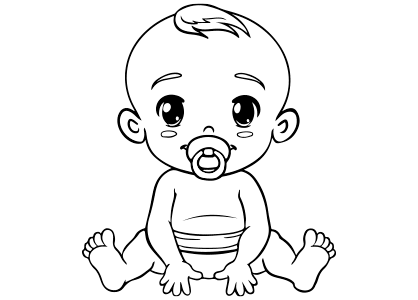 Dibujo de un bebé con chupete