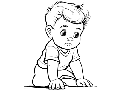 Dibujo para colorear de un bebé gateando por el suelo