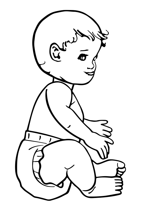 Dibujo para colorear un bebé sentado