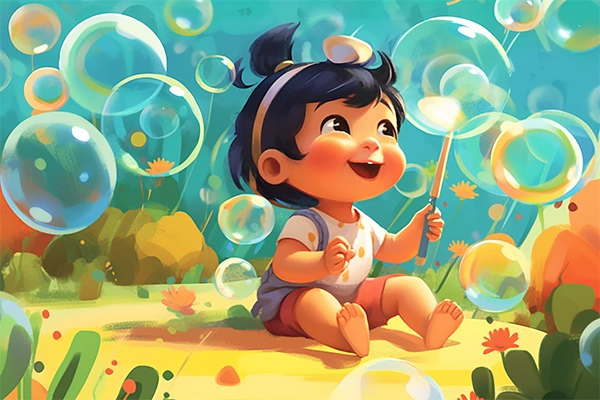 Imagen ilustración de un bebé con un pompero