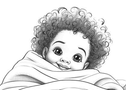 Dibujos de bebés para colorear. Dibujo de un bebé recién nacido con una mantita