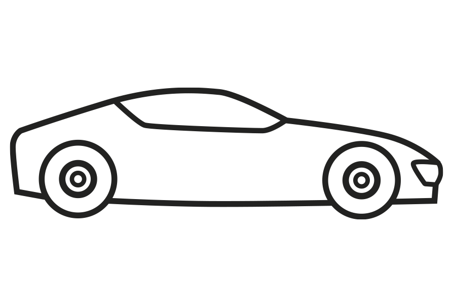 Dibujo muy fácil para colorear un coche deportivo. Dibujo para imprimir un coche deportivo. Dibujo para descargar de un coche deportivo.