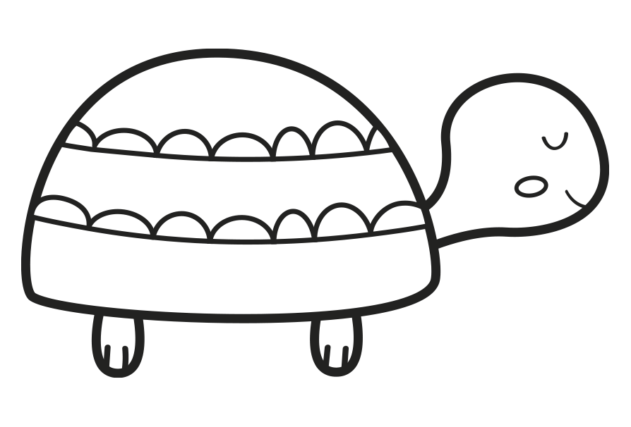 Dibujo muy fácil para colorear una tortuga. Dibujo para imprimir una tortuga infantil.
