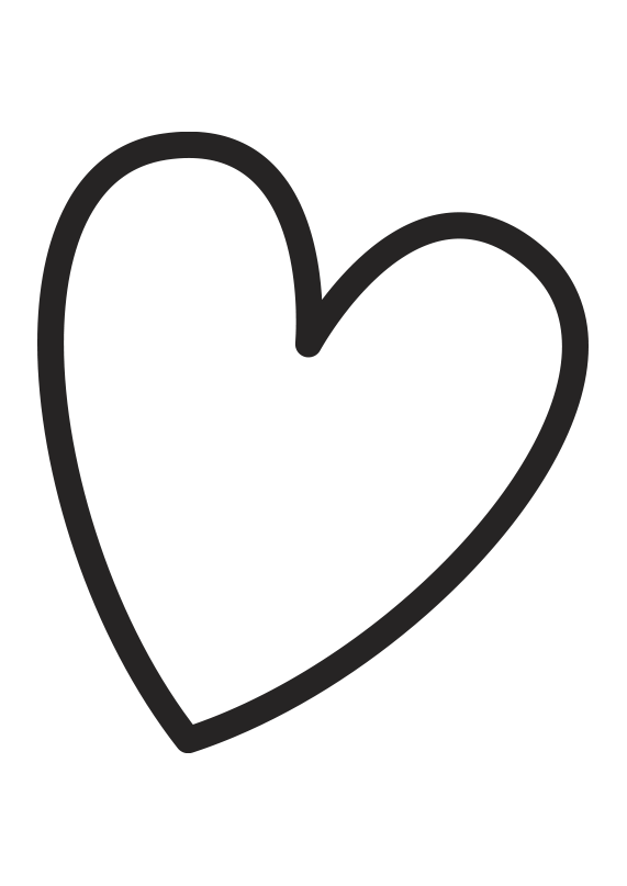Dibujo muy fácil para colorear un corazón. Dibujo para imprimir de un corazón. Dibujo para descargar de un corazón. Dibujo simple y sencillo para aprender a dibujar un corazón.