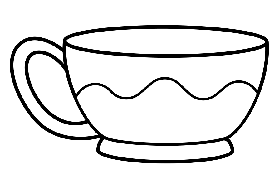 Dibujo muy fácil para colorear una taza. Dibujo para imprimir de una taza. Dibujo para descargar de una taza. Dibujo simple y sencillo para que los niños aprendan a dibujar una taza.