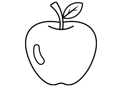 Dibujos fáciles de frutas. Dibujos de una manzana.
