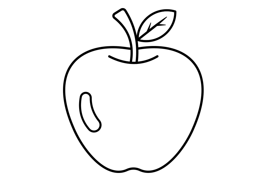 Dibujos fáciles de frutas. Dibujo de una manzana.