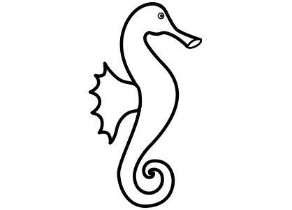 La forma o silueta de un caballito de mar para aprender a dibujar.