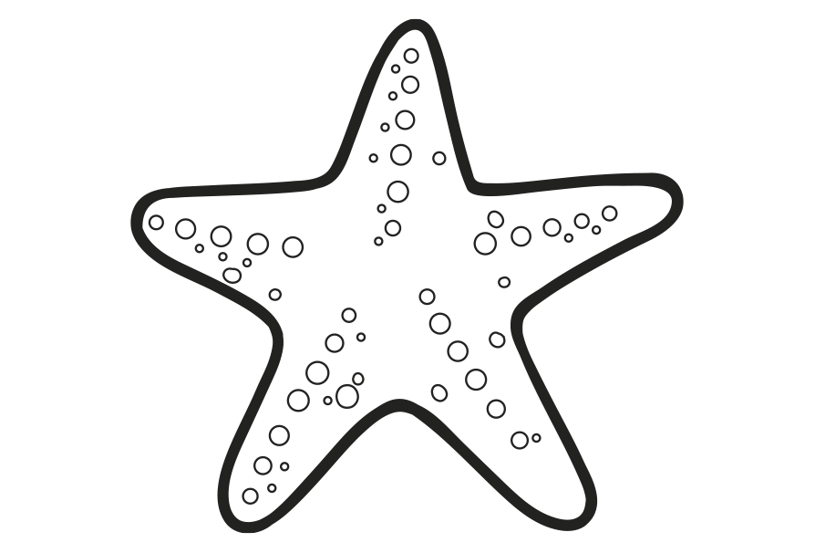 Dibujo fácil de una estrella de mar para colorear. Dibujo sencillo para imprimir de una estrella de mar. Dibujo de una estrella de mar para descargar.