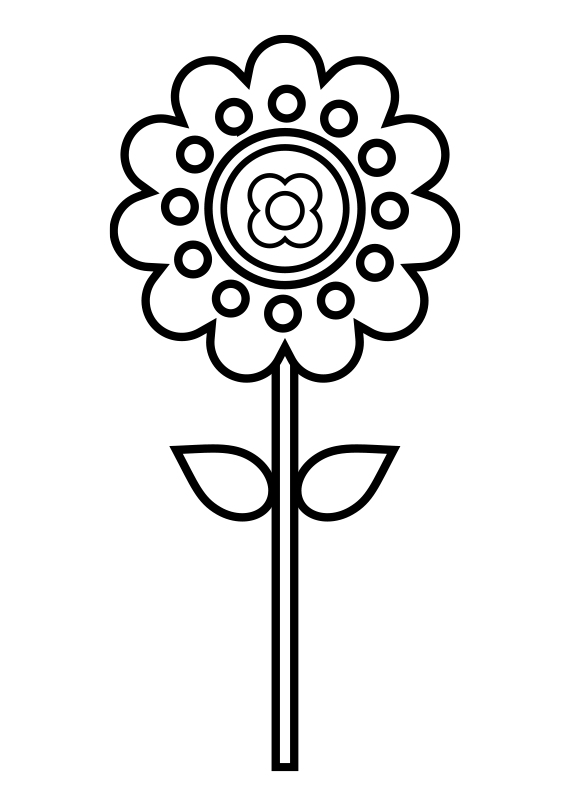 Dibujo muy fácil para colorear una flor. Dibujo para imprimir de una sencilla flor. Dibujo sencillo para descargar de una flor. Dibujo simple para aprender a dibujar una flor.