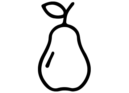 Dibujos fáciles para niños. Dibujo de una fruta muy esquemática. Dibujo de la silueta de una pera para aprender a dibujar