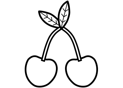 La silueta de unas cerezas para aprender a dibujar