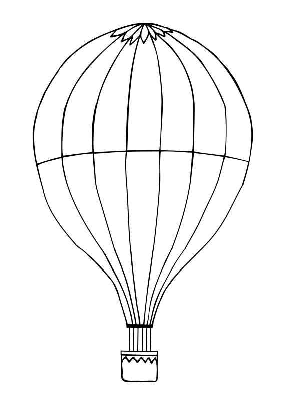 Dibujo de un globo de cuento de viajes fantásticos. Dibujo de un globo aerostático para descargar.