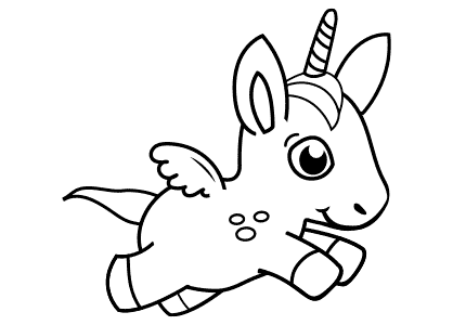 Dibujos fáciles para niños. Dibujo de un unicornio infantil muy sencillo.