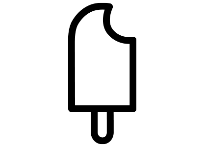 La forma sencilla y simple de un helado polo o paleta, con un mordisco
