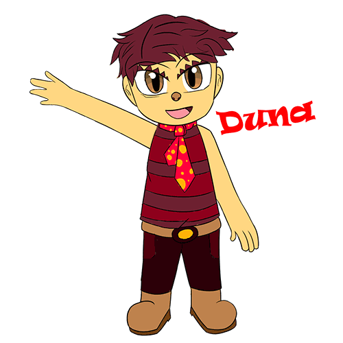 Dibujos de personajes de dibujos animados, dibujo de Duna, el muchacho protagonista de la serie de EPDLD Duna y Rosi