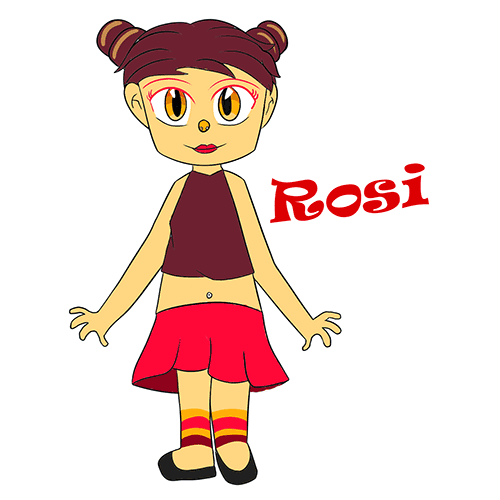 Dibujos de personajes de dibujos animados, dibujo de Rosi, la chica protagonista de la serie de EPDLD Duna y Rosi