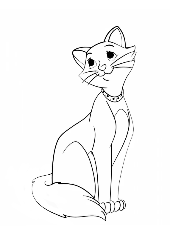Dibujo de Duquesa de los Aristogatos para colorear. Duchess cat coloring page. Duchess cat from Disney's movie The Aristocats.