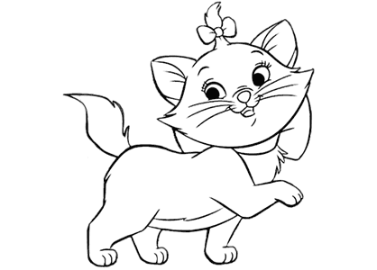 Dibujo de la gatita Marie de Los Aristogatos para colorear