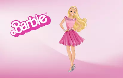 Dibujo de un diseño de la muñeca Barbie con el logo