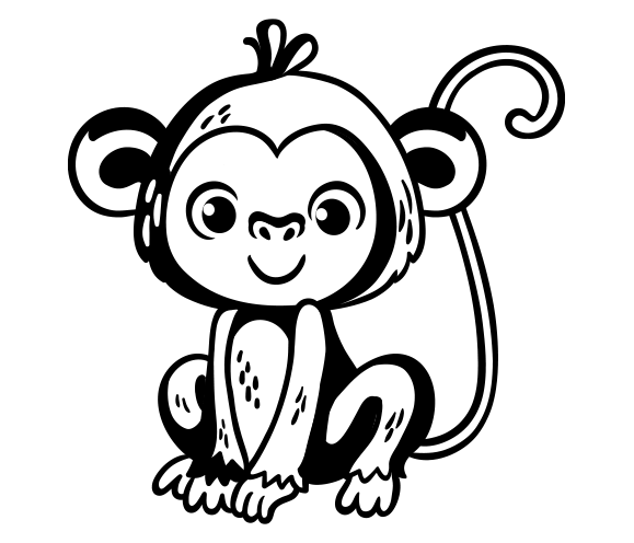 Dibujo para colorear infantil de un mono