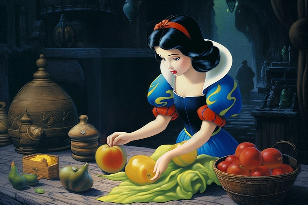 Dibujo clásico de Disney, imagen de Blancanieves, dibujo de Blancanieves