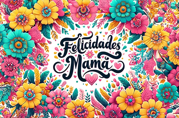 Diseño de un cartel con la frase ¡Felicidades mamá!