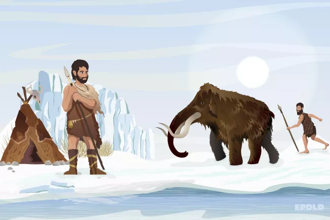 En la Edad de Hielo, en La Prehistoria, el tiempo cambió drásticamente y estaba todo congelado.
