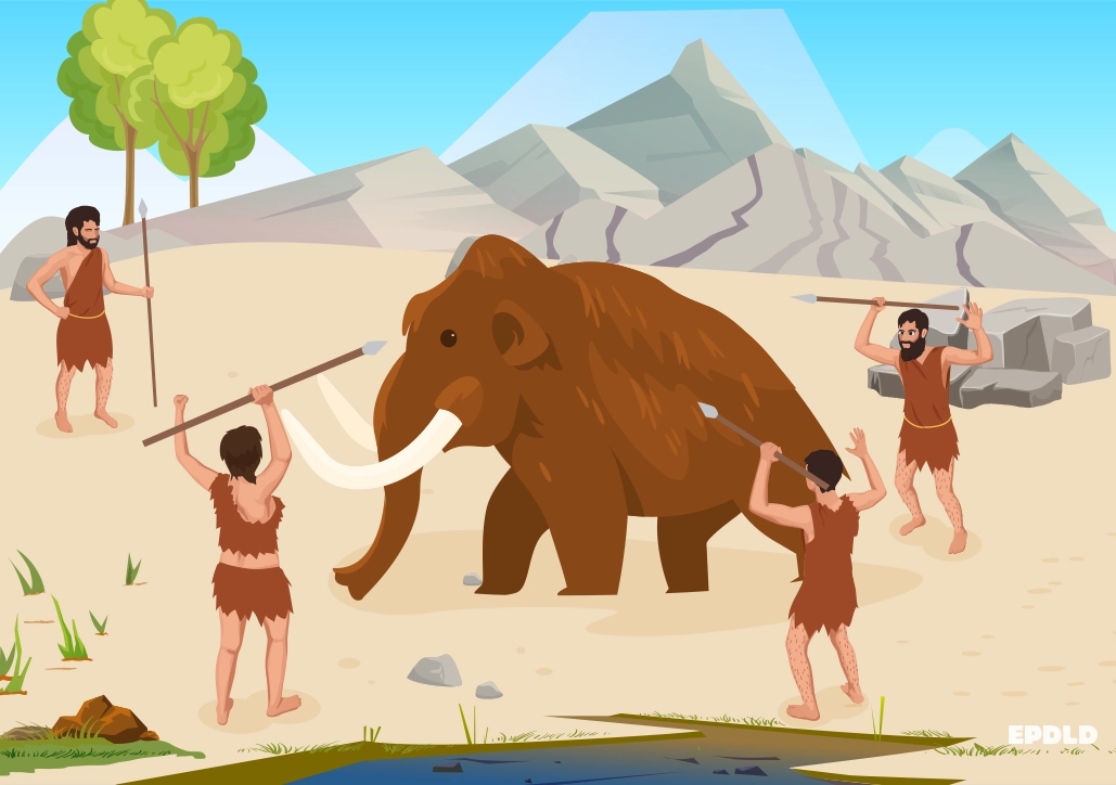 Los hombres prehistóricos cazaban mamuts