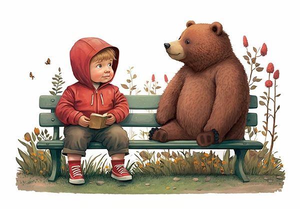 Thomas in the park with a bear
