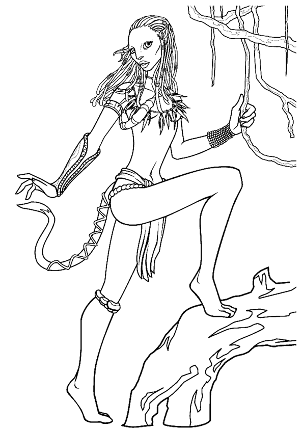 Neytiri from Avatar coloring page. Ney'tiri Avatar movie main characer.