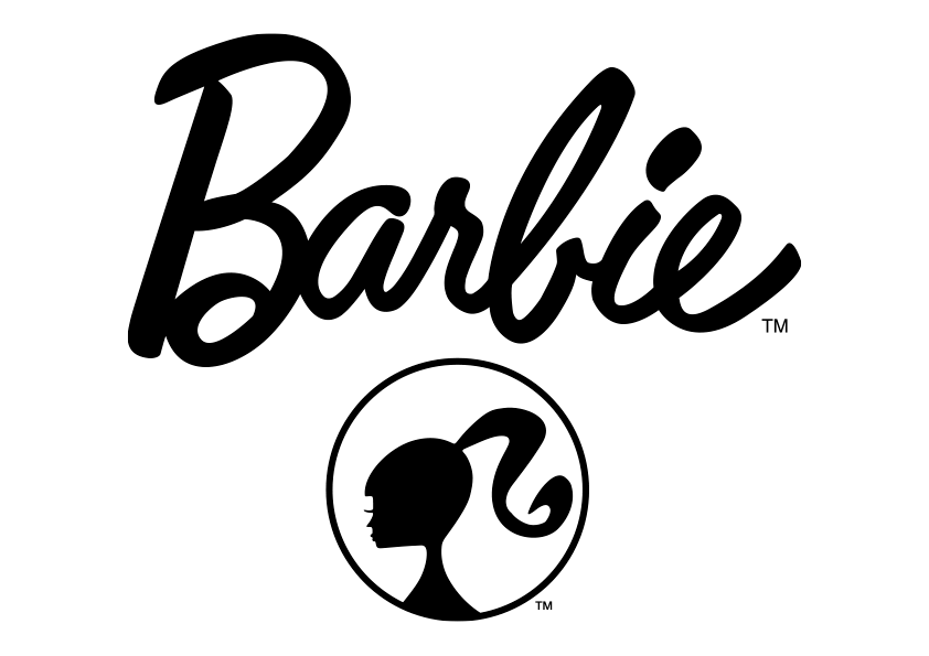 Coloring image of the Barbie logo. Barbie logotype, Barbie brand.