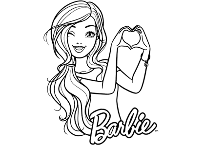 Barbie making a heart with her hands coloring page