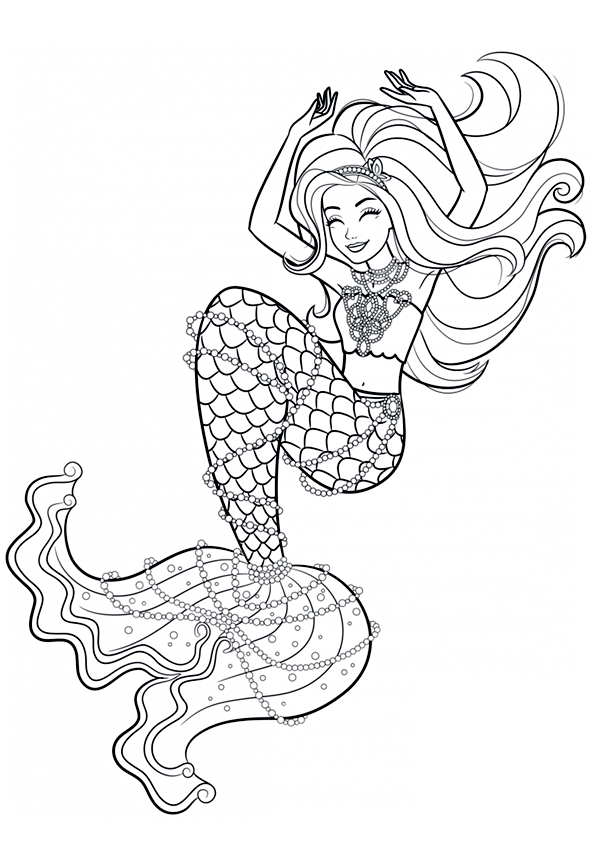 Barbie Mermaid at the bottom of the sea coloring page