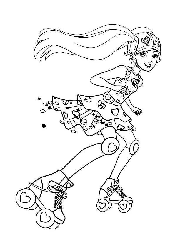 Barbie skating coloring page